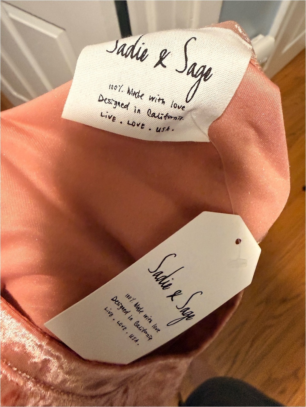 SADIE & SAGE Crushed Velvet Long Tunic Top Dusty Rose Pink Large NWT - Picture 5 of 5